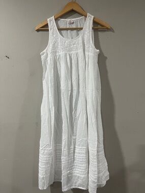Shabby Chic White Maxi Dress Sleeveless Eyelet Detail